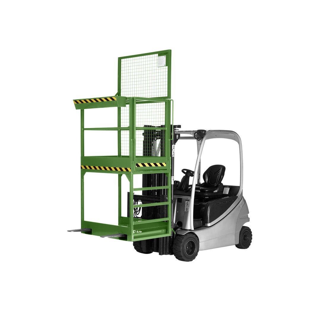 Arbeitsbühne für Stapler und Frontlader - Arbeitskorb - Montagebühne - Extra hoch - Tragkraft 300 kg - 2.810 x 1.200 x 800 mm (HxBxT) - anthrazitgrau
