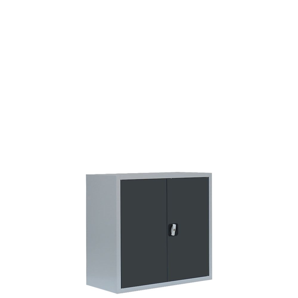 Aktenschrank, Büroschrank, abschließbar, Flügeltüren, 1 Fachboden, 750 x 800 x 383 mm (HxBxT), Stahl, Korpus und Türen in lichtgrau