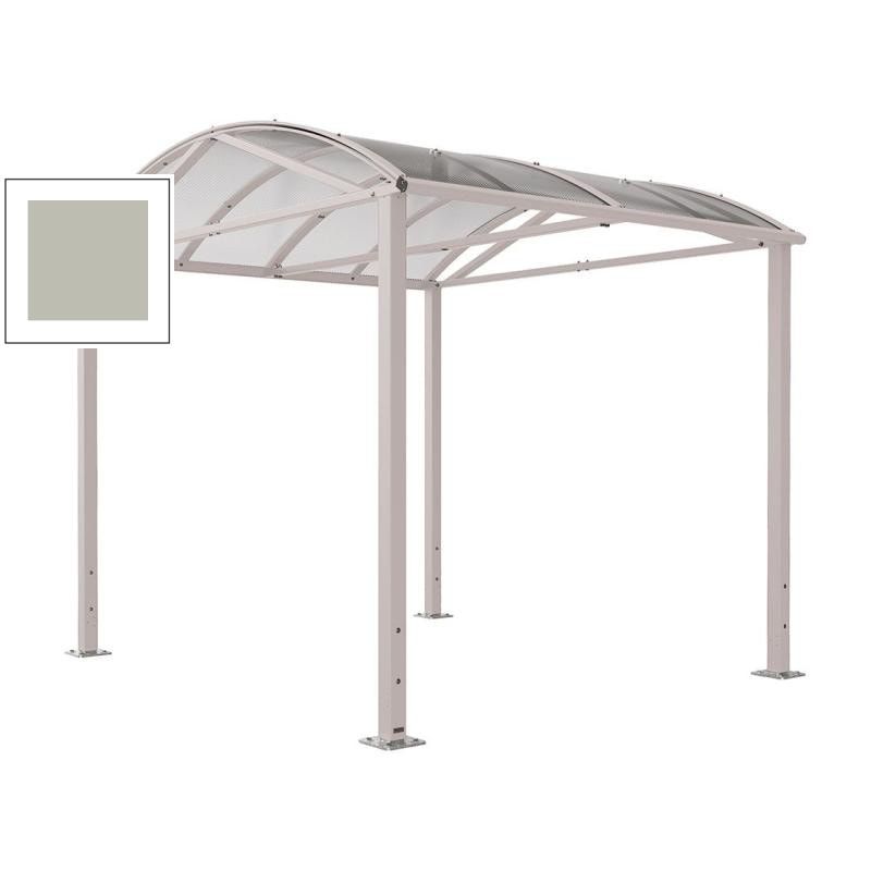 Fahrradüberdachung, Unterstand, 5 Plätze, Grundmodell, Bogendach, Entwässerung, Stahl, 2.640 x 2.520 x 2.830 mm (HxBxT), Farbe enzianblau