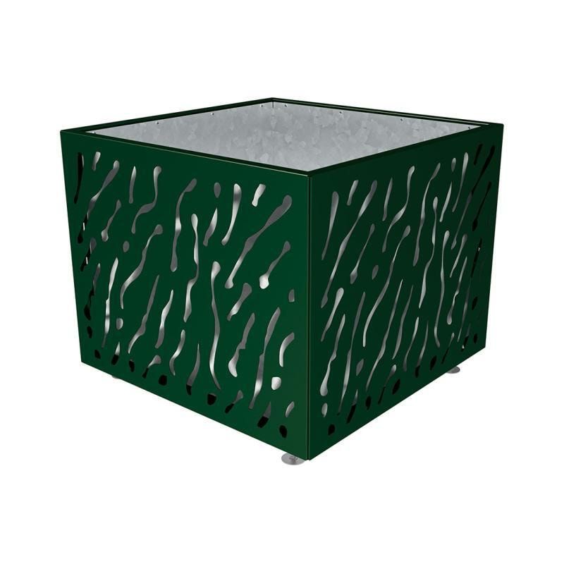 Pflanzbehälter, Stahlblech fvz, einfarbig, innen feuerverzinkt mit Verladungsgriffen, verstellbare Füße, 870 x 990 x 990 mm (HxBxT), enzianblau