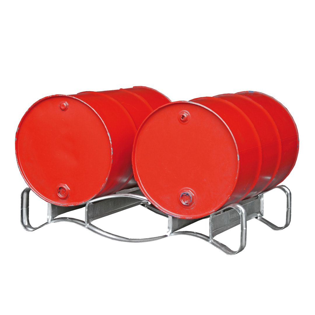 Fasspalette - für 2 x 200 l Fässer - stapelbar - 250 x 750 x 1.280 mm (HxBxT) - verzinkt