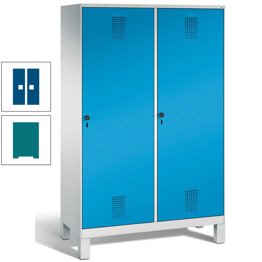 Doppel-Spind, Garderobenschrank, 2 Türen für 4 Abteile a 300 mm, Korpus anthrazitgrau, Türen anthrazitgrau, 1.850 x 1.200 x 500 mm (HxBxT)