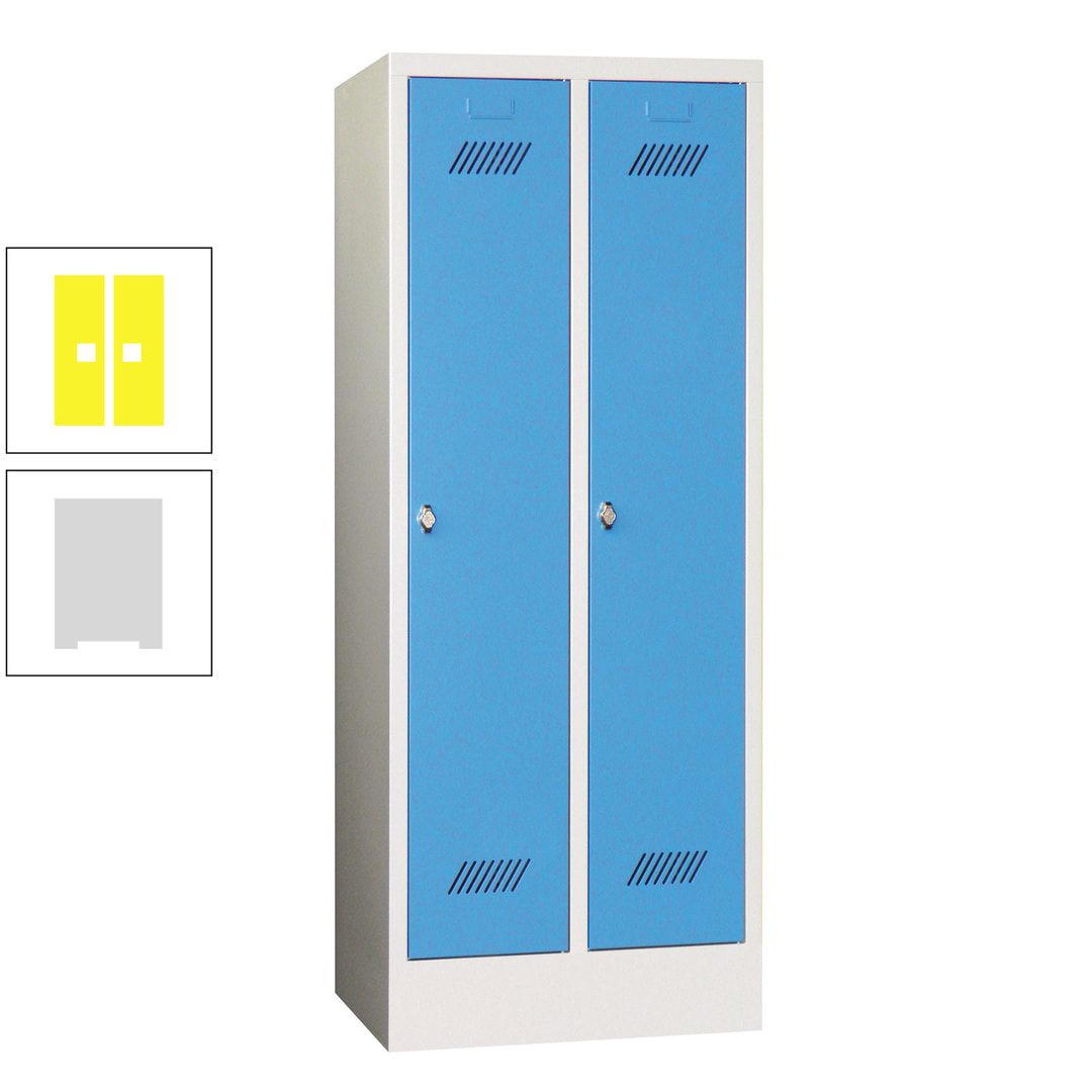 Spindschrank f. Schulen - mit Sockel - Höhe 1.600 mm - 2 Abteile a 300 mm - Drehriegel - anthrazitgrau