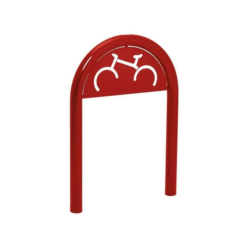 Fahrradbügel - Fahrradständer - mit Beschilderung - Einbetonierung - Stahl - Büroklammerform - 1.000 x 625 mm (HxB) - enzianblau