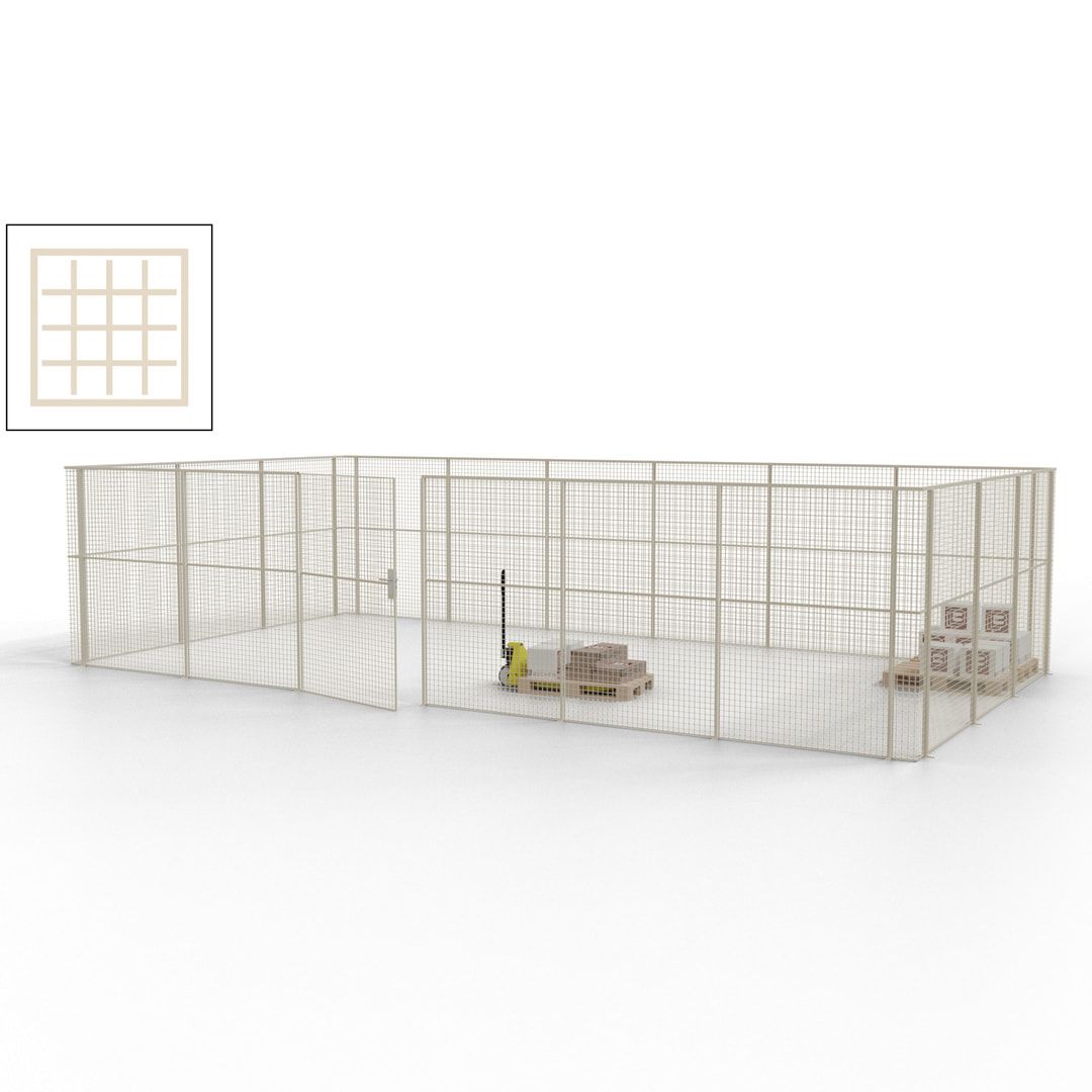 Maschinen Schutzgitter - Hallentrennwand - Sicherheitszaun - Tür - 27 m - 2.200 x 9.400 x 4.900 mm (HxBxT) - enzianblau