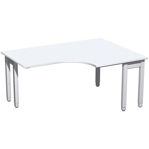 Eckschreibtisch, Eckteil 800 mm, rechts, einseitig verkürzt, 4-Fuß Quadrat Pro, höhenverstellbar, 680-800 x 1.600 x 1.200 mm (HxBxT), Dekor Ahorn