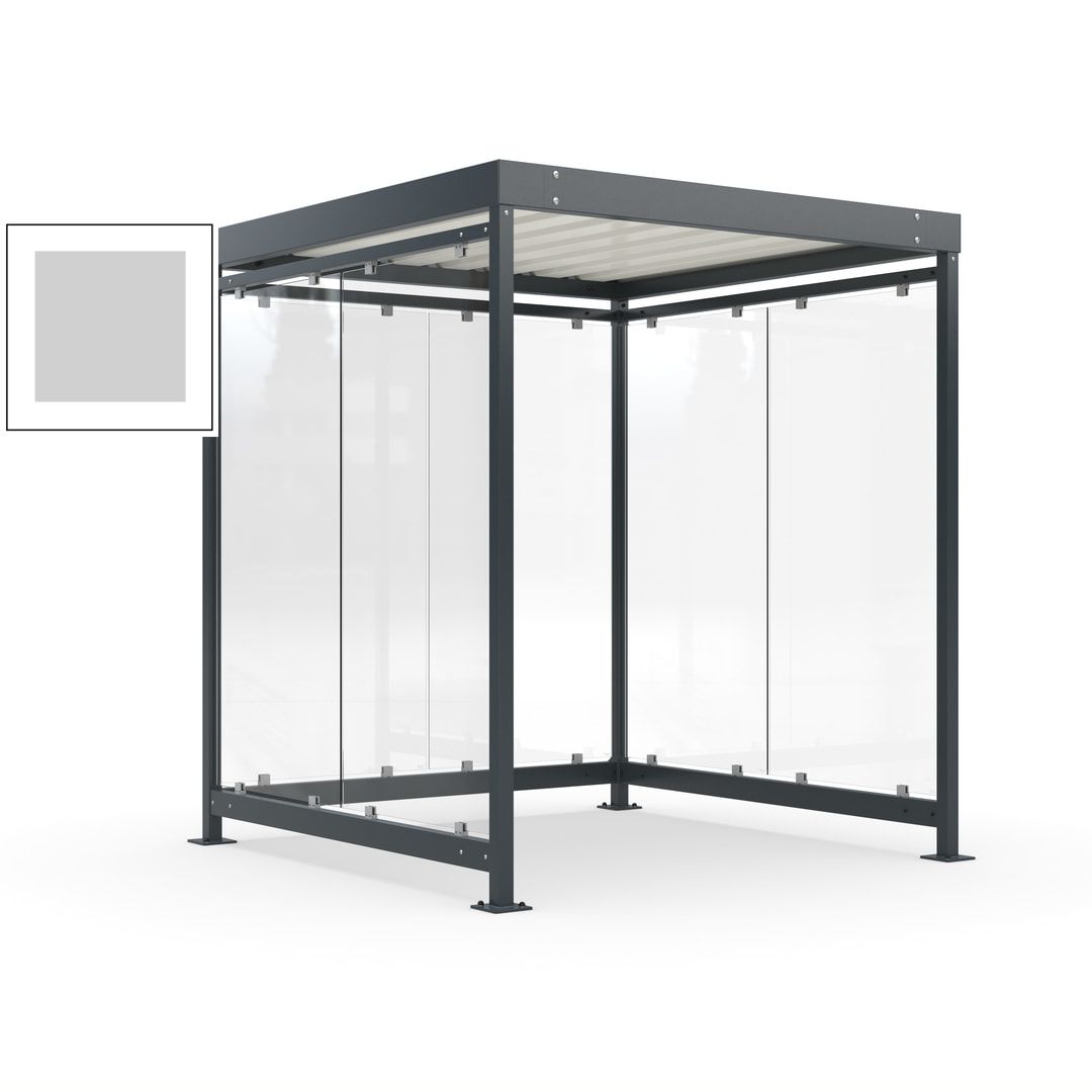 Raucherunterstand, Bushaltestelle, Bausatz, 6-7 Personen, 6 Wände, 2.510 x 2.165 x 2.165 mm (HxBxT), Achatgrau