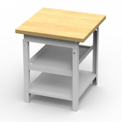 OTTOKIND Werkbank - Arbeitsplatte bündig - 850 x 605 x 750 mm (HxBxT) - 2 Ablageböden - lichtgrau