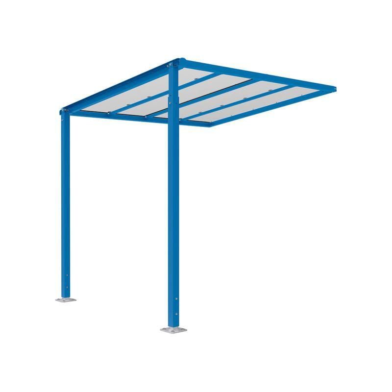 Erweiterung für Fahrradüberdachung, Unterstand, 6 Plätze, feuerverzinkt, 2.880 x 2.500 x 2.434 mm (HxBxT), enzianblau (RAL 5010)