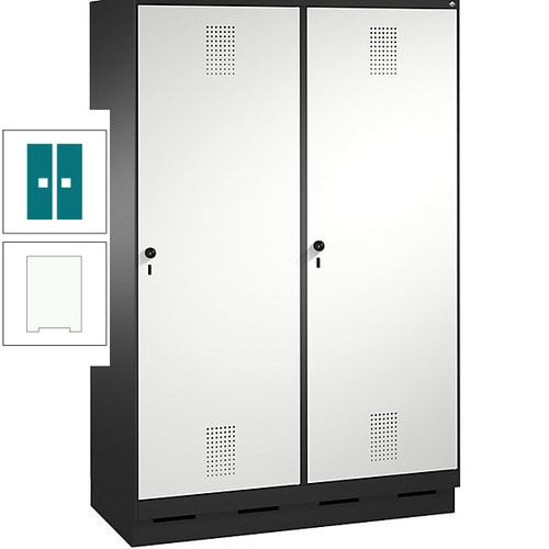 Doppel-Spind, Garderobenschrank, 2 Türen für 4 Abteile a 300 mm, Korpus anthrazitgrau, Türen anthrazitgrau, 1.800 x 1.200 x 500 mm (HxBxT)