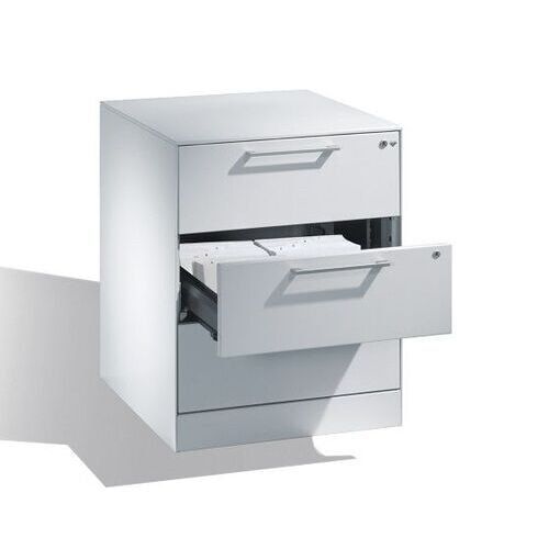 Karteikartenschrank, Aktenschrank, Büroschrank, DIN A5, 3 Auszüge, 2-bahnig, Farbe lichtgrau, 698 x 562 x 600 mm (HxBxT)