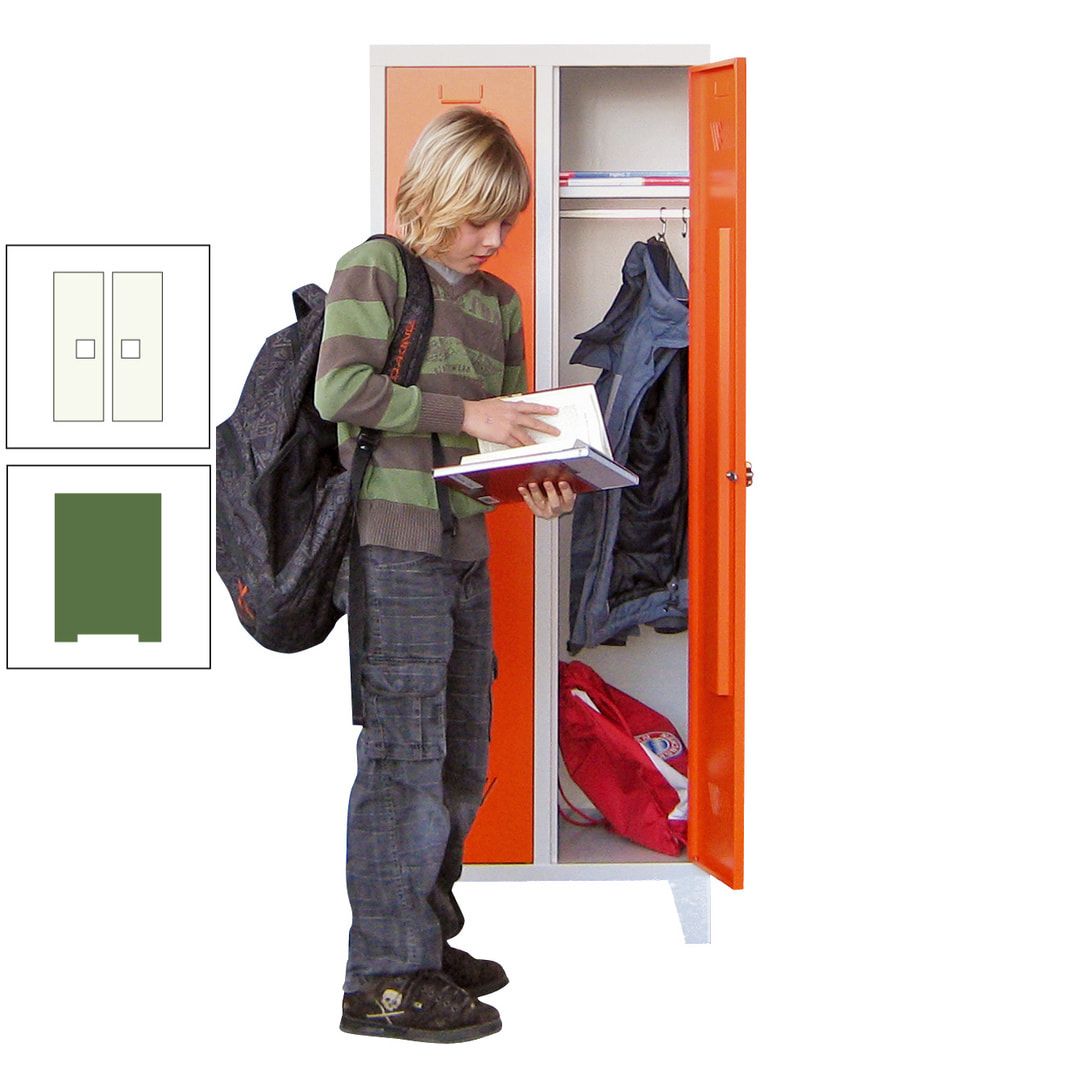 Spindschrank f. Schulen - mit Füßen - Höhe 1.600 mm - 3 Abteile a 300 mm - Drehriegel - anthrazitgrau