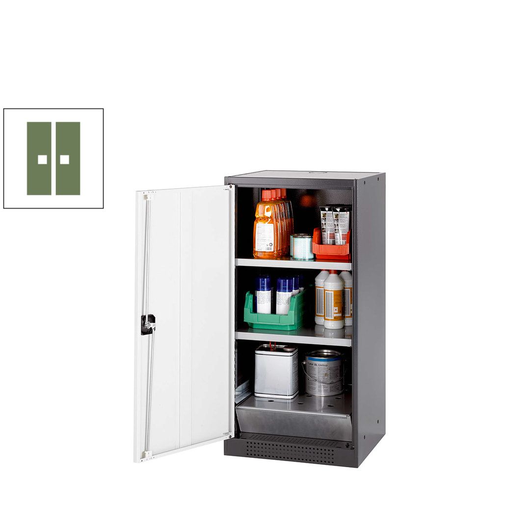 Chemikalienschrank - Flügeltür, enzianblau - Türanschlag links - 2 Fachböden - 1.105 x 545 x 520 mm - Stahl, pulverb.