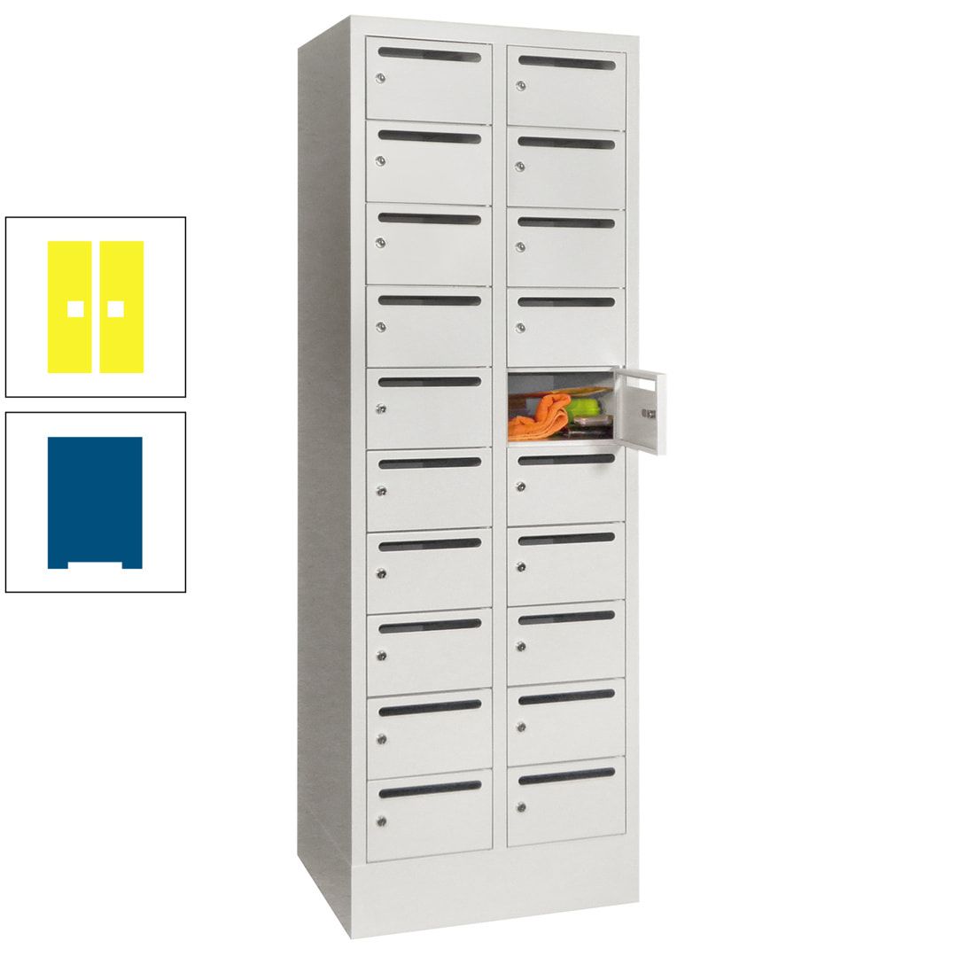 Postverteilerschrank, Schließfachschrank, 2 Abteile a 300 mm, 20 Fächer, 1.850 x 600 x 500 mm (HxBxT), Korpus anthrazitgrau, Front anthrazitgrau