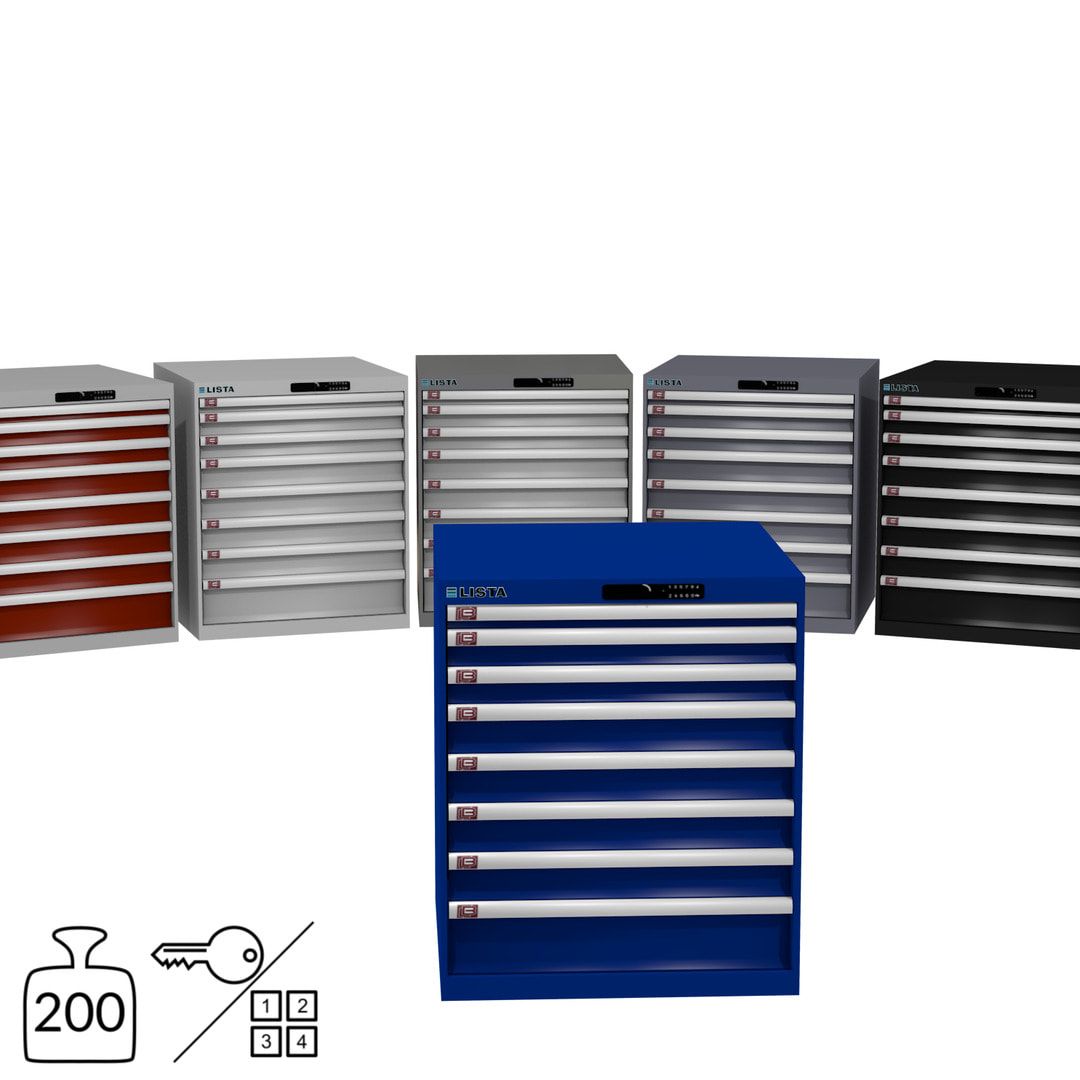 Lista Schubladenschrank - 14.408.010 - 850x717x725 mm (HxBxT) - 8 Schubladen - 75 kg - Key Lock - lichtblau (RAL 5012)