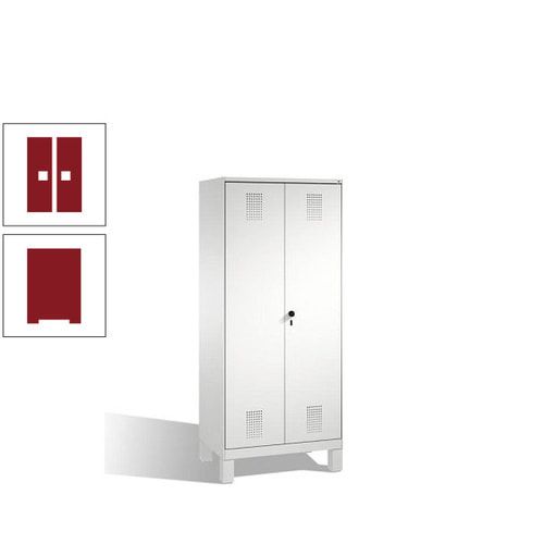 Doppel-Spind, Doppeltüren, Garderobenschrank mit Füßen, 2 Abteile a 400 mm, Korpus anthrazitgrau, Tür anthrazitgrau, 1.850 x 800 x 500 mm (HxBxT)