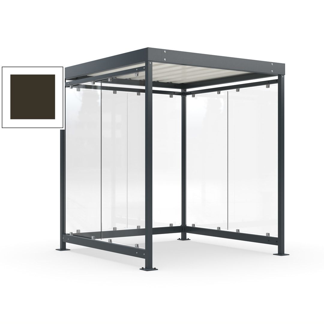 Raucherunterstand, Bushaltestelle, Bausatz, 6-7 Personen, 6 Wände, 2.510 x 2.165 x 2.165 mm (HxBxT), Achatgrau