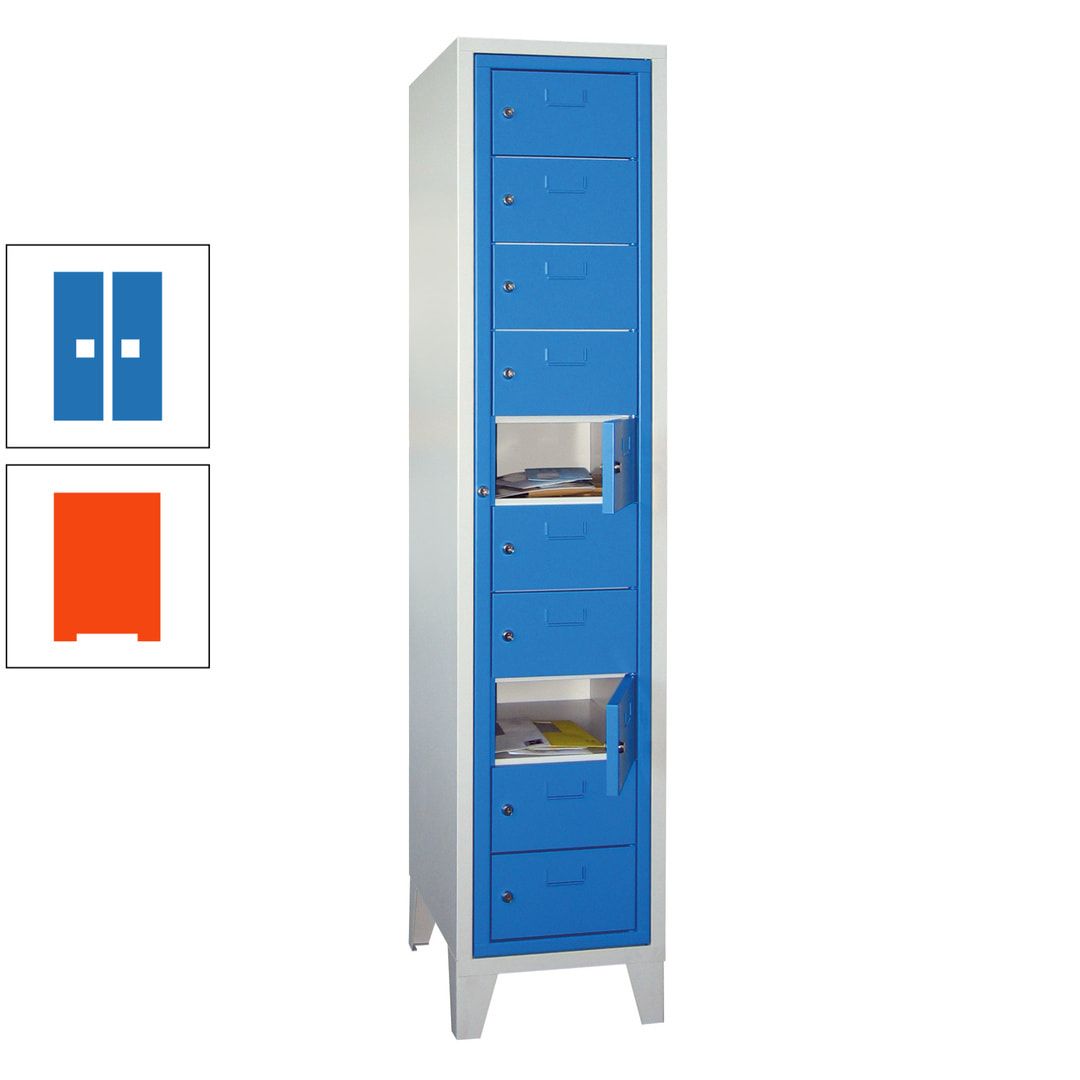 Schließfachschrank - Wäscheausgabeschrank - 10 Fächer a 315 mm - 1.850x400x500 mm (HxBxT) - Füße - Zylinderschloss - anthrazitgrau