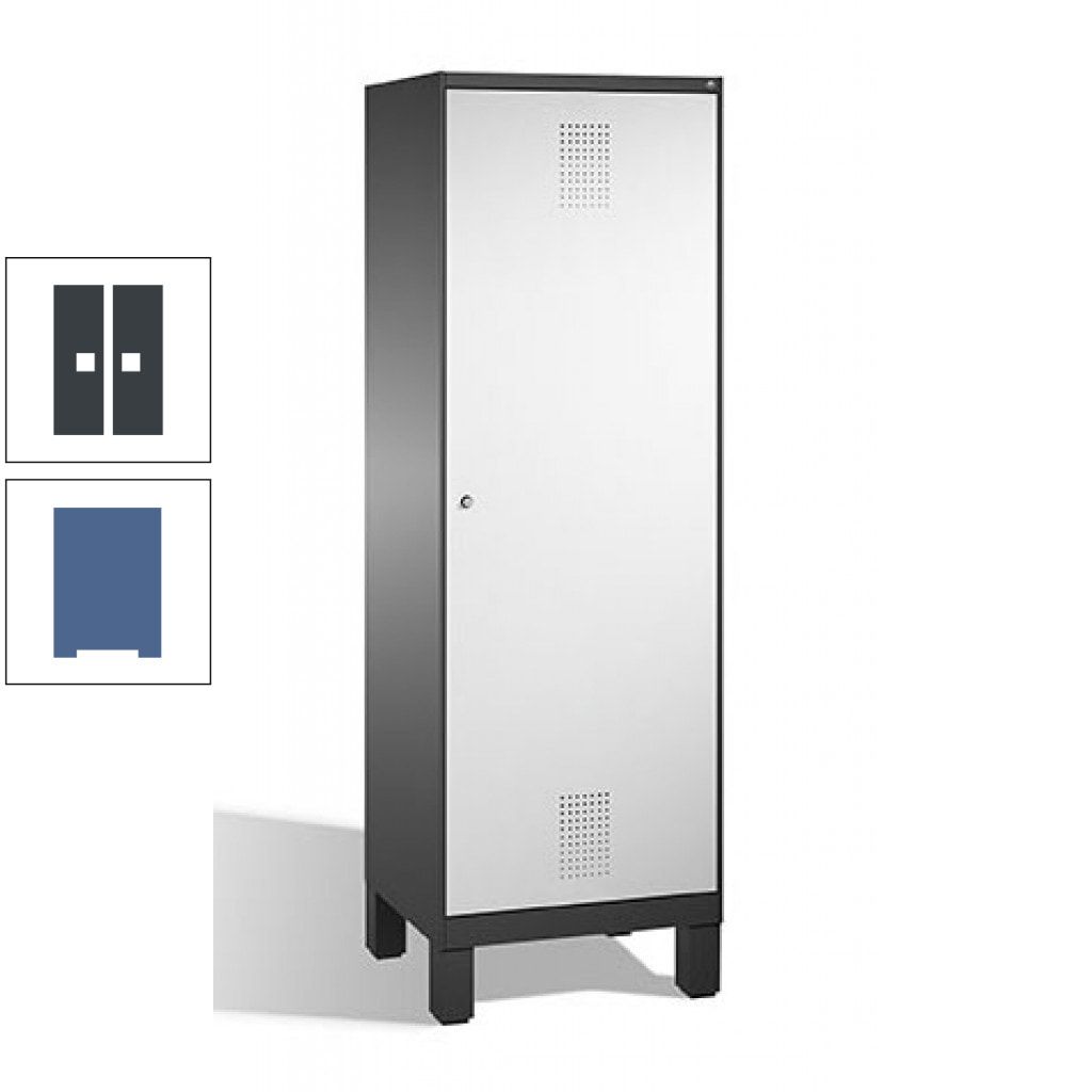 Doppel-Spind, Garderobenschrank, 1 Tür für 2 Abteile a 300 mm, Korpus anthrazitgrau, Türen anthrazitgrau, 1.850 x 600 x 500 mm (HxBxT)