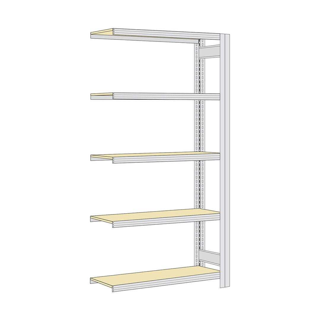 Archivregal mit Holzböden - Tiefenriegel - 6 Ebenen - 250 kg - 2.075 x 1.005 x 300 mm (HxBxT) - Anbauregal - verzinkt - Steckregal BERT