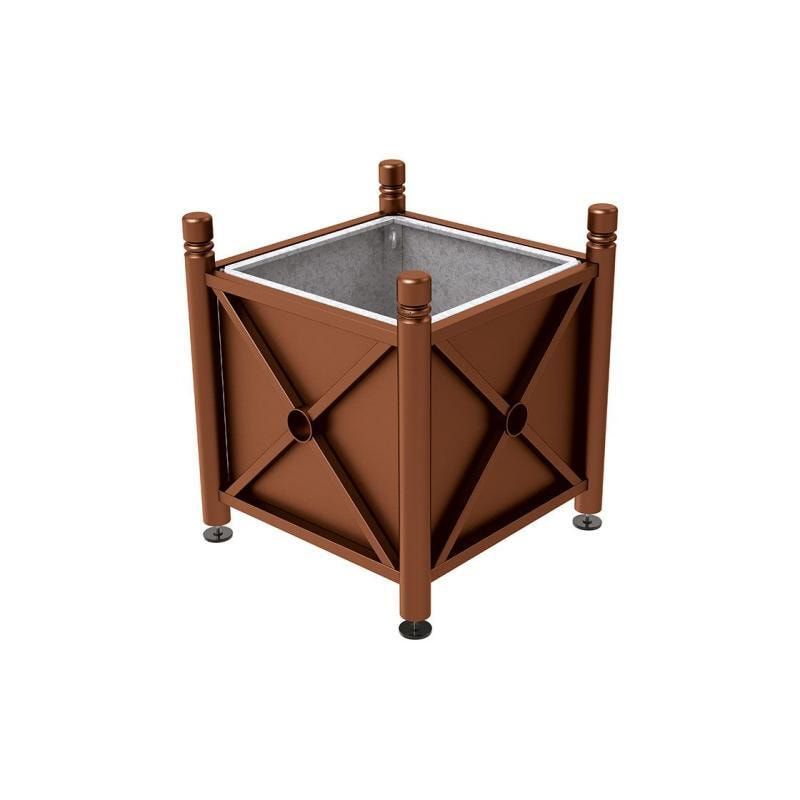 Pflanzbehälter, Stahlblech feuerverzinkt, verstellbare Füße, Innenfach feuerverzinkt, Kopf Agora, 750 x 800 x 800 mm (HxBxT), enzianblau