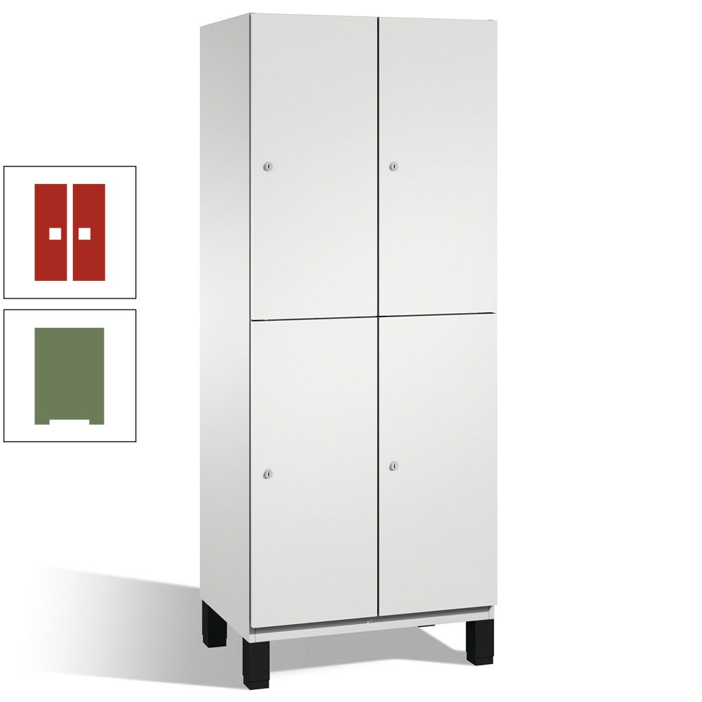 Fächerschrank, Stahlschrank, doppelstöckig, 4 Fächer, Füße, Korpus anthrazitgrau, Tür anthrazitgrau, 1.980 x 600 x 525 mm (HxBxT)