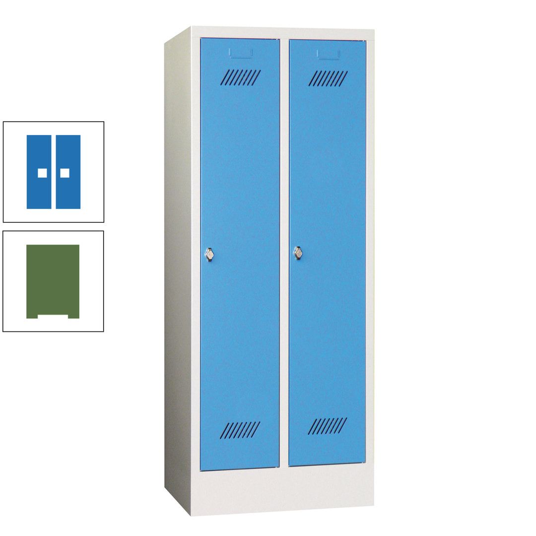 Spindschrank f. Schulen - mit Sockel - Höhe 1.600 mm - 2 Abteile a 300 mm - Drehriegel - anthrazitgrau
