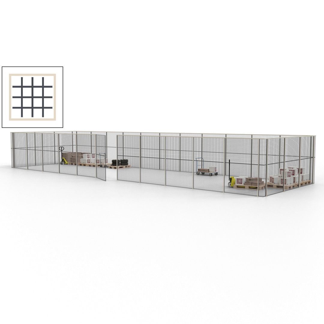 Maschinen Schutzgitter - Hallentrennwand - Sicherheitszaun - Tür - 42 m - 2.200 x 16.900 x 4.900 mm (HxBxT) - enzianblau