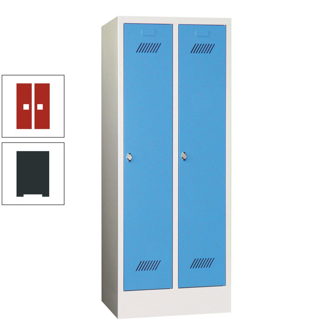 Spindschrank f. Schulen - mit Sockel - Höhe 1.600 mm - 2 Abteile a 300 mm - Drehriegel - anthrazitgrau