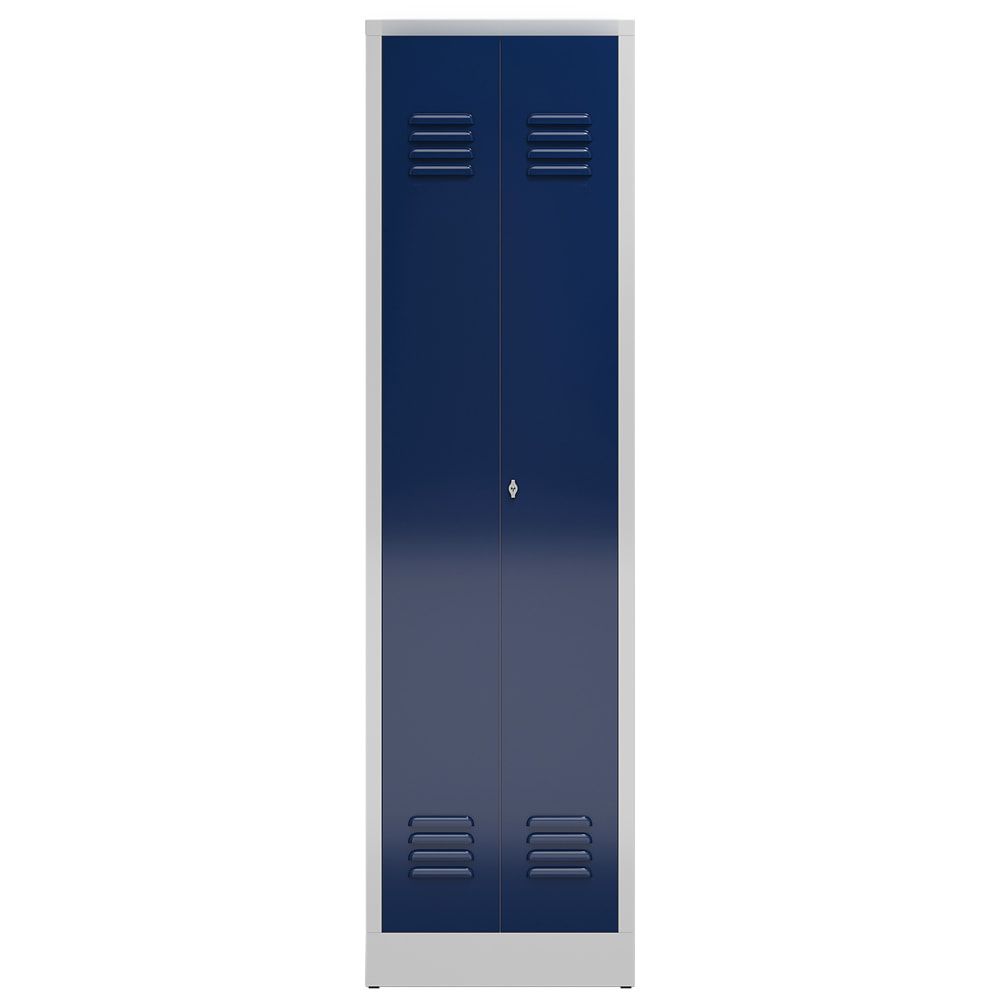 Mehrzweckschrank, Garderobenschrank, 2 Abteile, 6 Fächer, 1.800 x 500 x 500 mm (HxBxT), Drehriegel, Stahl, Korpus: lichtgrau, Front: anthrazitgrau