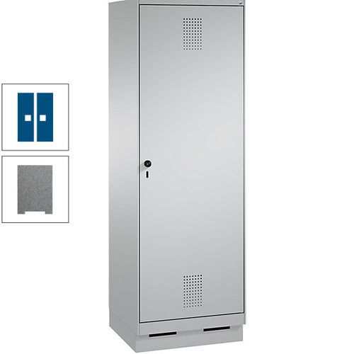 Doppel-Spind, Garderobenschrank, 1 Tür für 2 Abteile a 300 mm, Korpus anthrazitgrau, Türen anthrazitgrau, 1.800 x 600 x 500 mm (HxBxT)