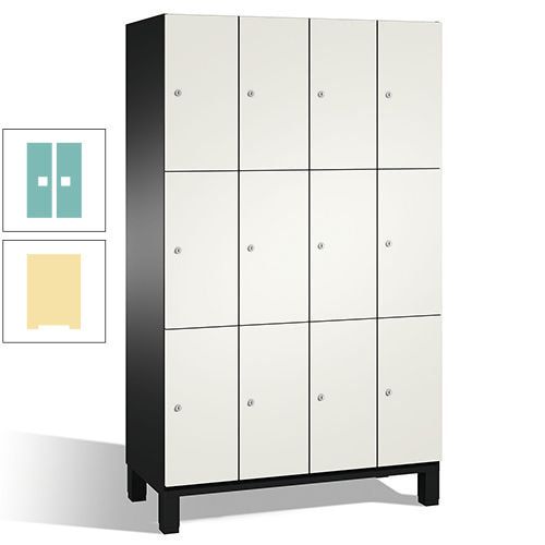 Fächerschrank, Stahlschrank, 12 Fächer, Türöffnungsbegrenzer, mit Füßen, Korpus lichtgrau, Tür anthrazitgrau, 1.980 x 1.200 x 525 mm (HxBxT)