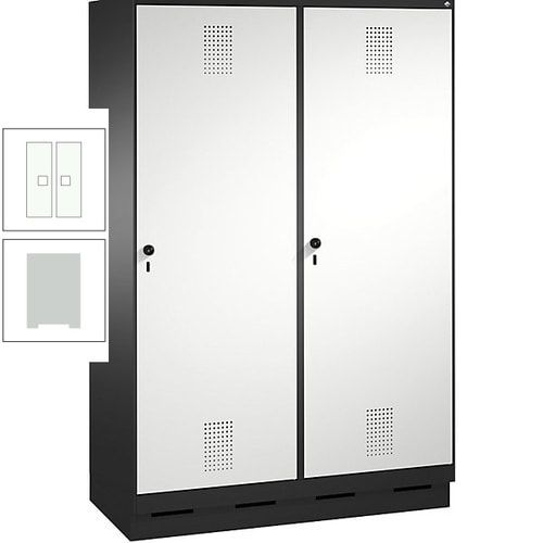 Doppel-Spind, Garderobenschrank, 2 Türen für 4 Abteile a 300 mm, Korpus anthrazitgrau, Türen anthrazitgrau, 1.800 x 1.200 x 500 mm (HxBxT)