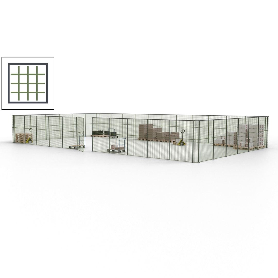 Maschinen Schutzgitter - Hallentrennwand - Sicherheitszaun - Tür - 51 m - 2.200 x 16.900 x 9.400 mm (HxBxT) - enzianblau