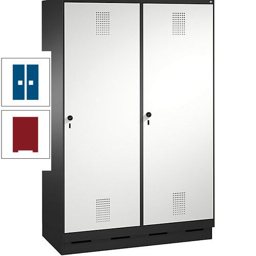 Doppel-Spind, Garderobenschrank, 2 Türen für 4 Abteile a 300 mm, Korpus anthrazitgrau, Türen anthrazitgrau, 1.800 x 1.200 x 500 mm (HxBxT)