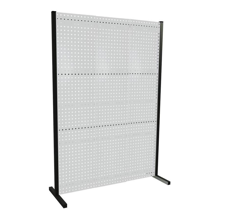 Modulare Trennwand, Werkzeugwand, Einzelfeld, 2 Lochplatten, Plattenhöhe 1.500 mm, 2.000 x 1.000 mm (HxB), Anthrazitgrau (RAL 7016)