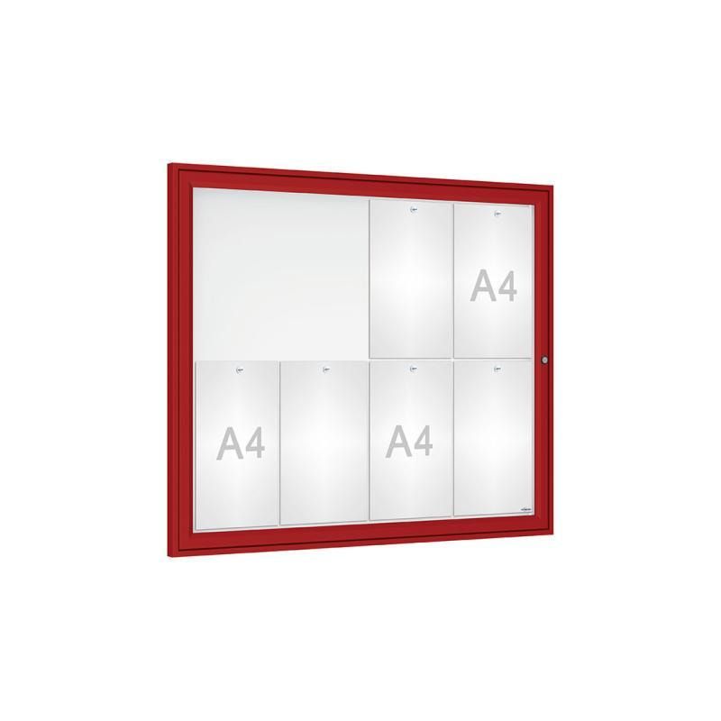Schaukasten - Einflügeltür - 8xA4 - Querformat - 830 x 980 x 30 mm (HxBxT) - enzianblau - Infokasten - Präsentationsvitrine
