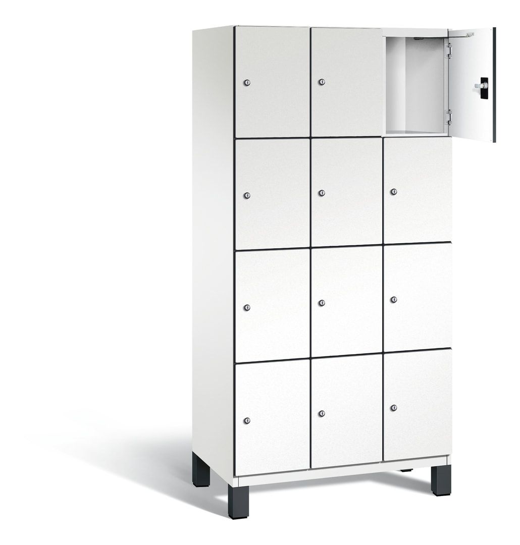 Fächerschrank, Stahlschrank, 12 Fächer, Türöffnungsbegrenzer, mit Füßen, Korpus lichtgrau, Tür anthrazitgrau, 1.980 x 900 x 525 mm (HxBxT)