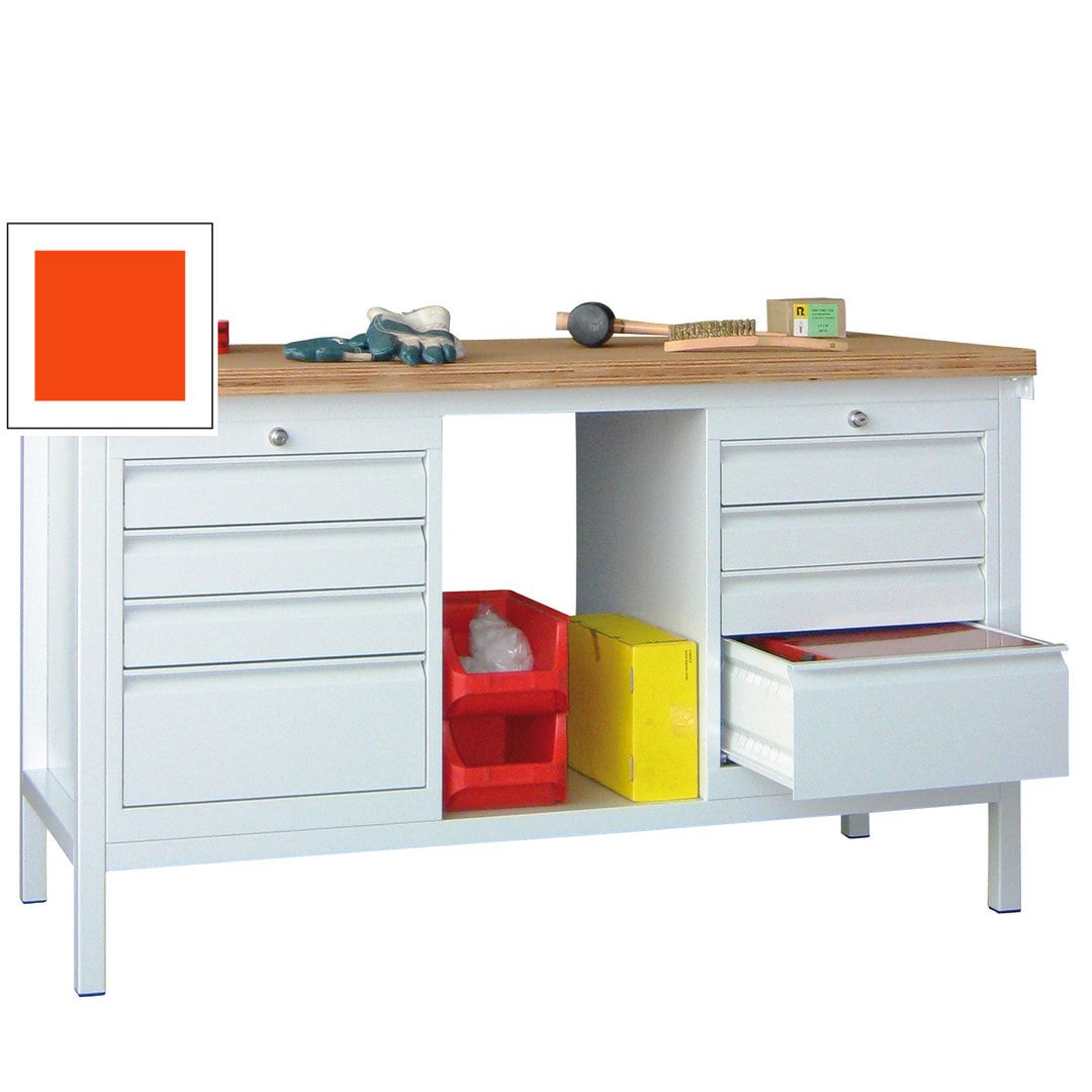 Werkbank - 2 Schubladenblöcke - 900 x 1.500 x 700 mm (HxBxT) - anthrazitgrau