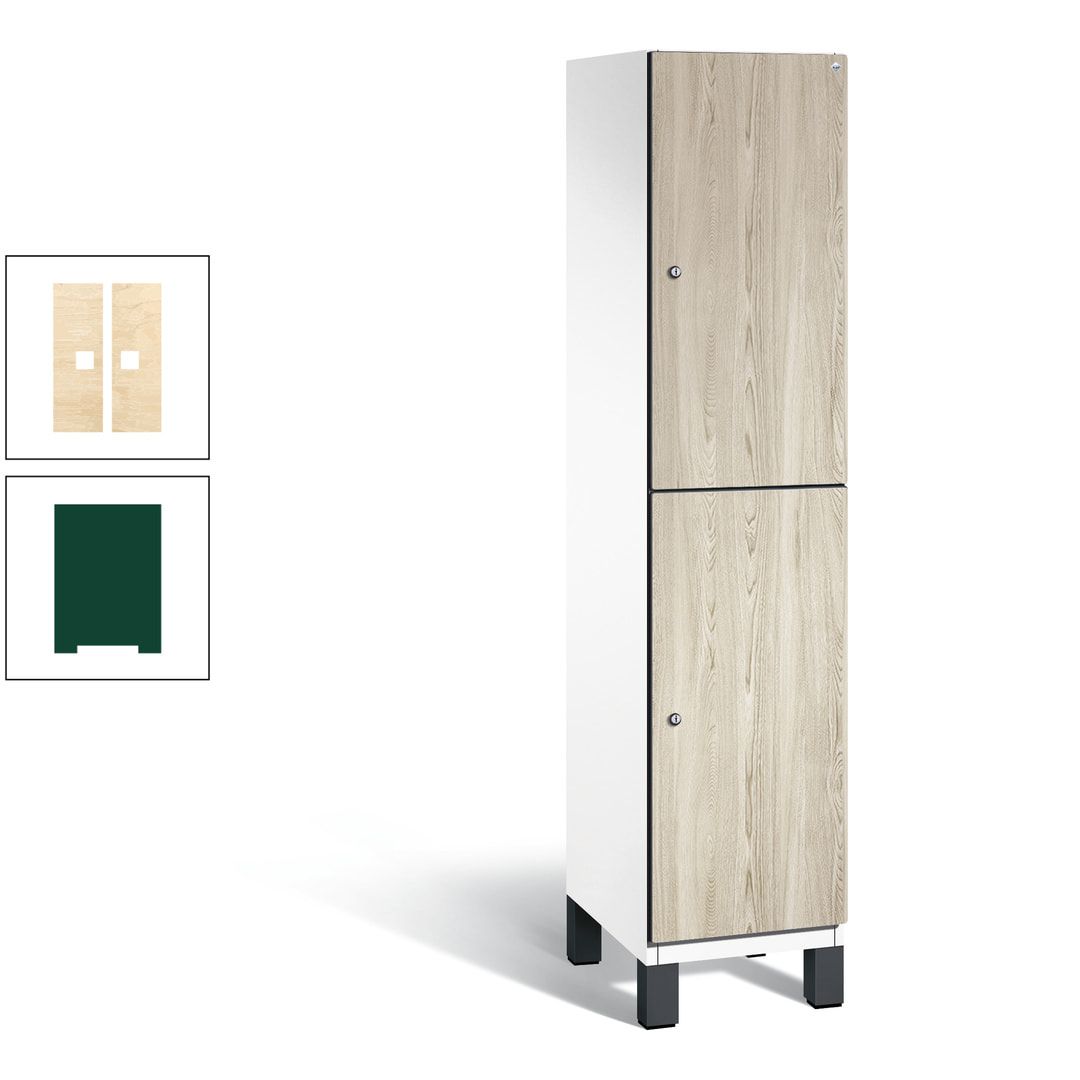 Fächerschrank, Garderobenschrank, mit Füßen, 1 Abteile, 1.980 x 400 x 525 mm (HxBxT), Korpus anthrazitgrau, Tür Donau-Ahorn