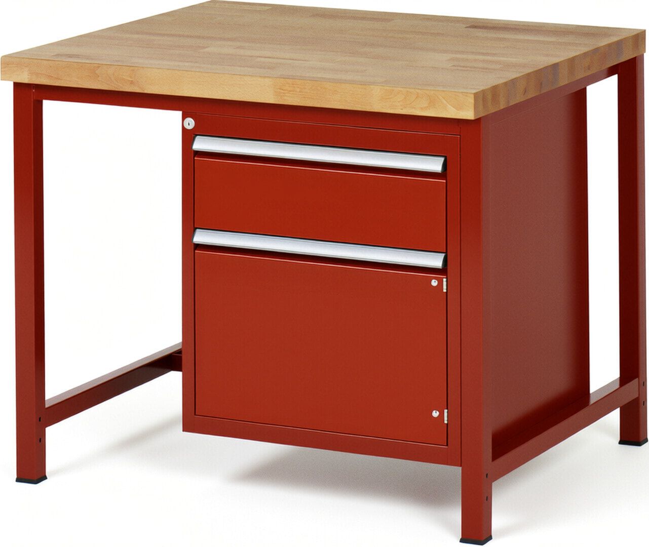 Werkbank, 1 Schrank - 1 Schublade - Teilauszug - 180:1 - Höhe 840-1.040 mm - 1.000 x 900 mm - 1.250 kg - Buche - Anthrazitgrau