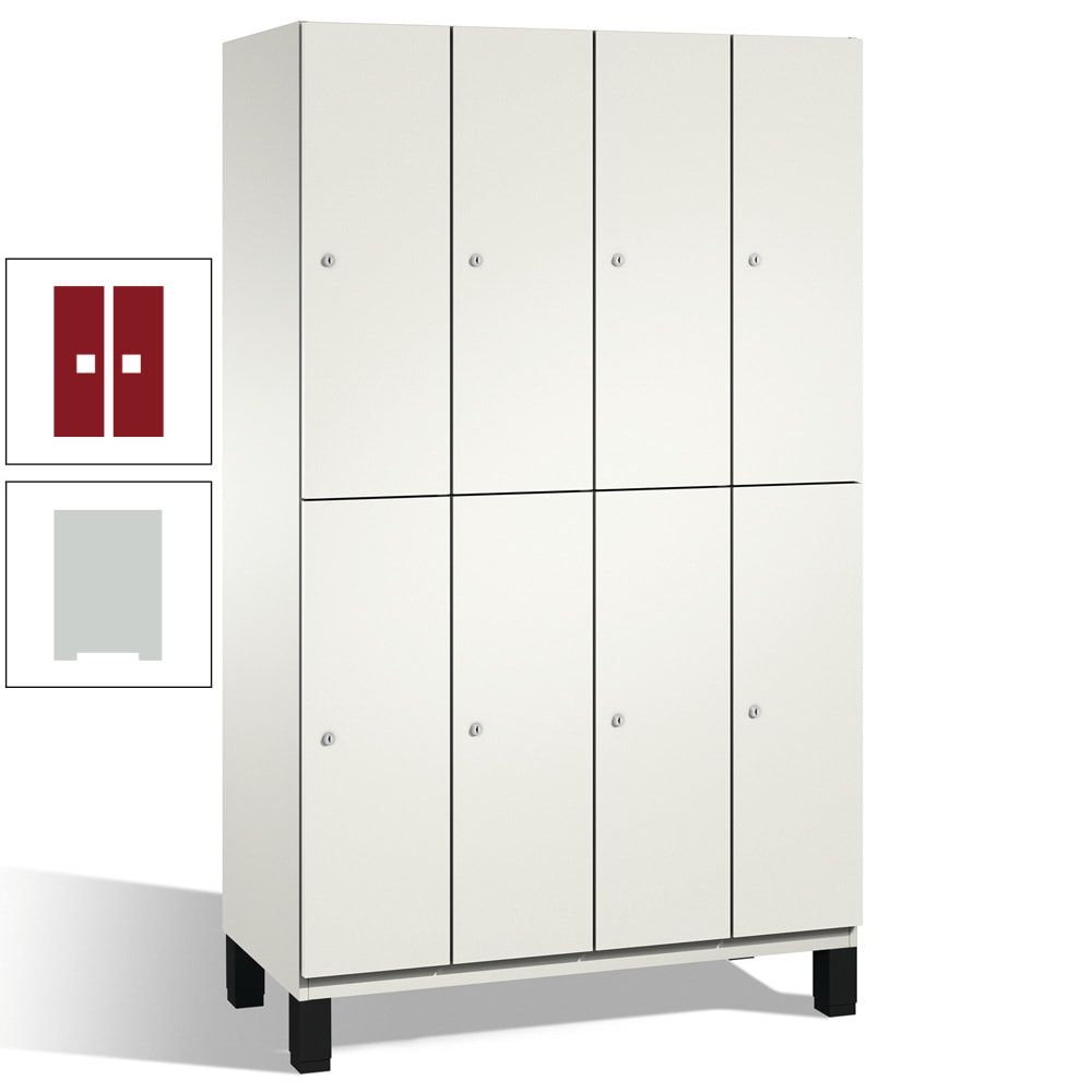 Fächerschrank, Stahlschrank, doppelstöckig, 8 Fächer, mit Füßen, Korpus enzianblau, Tür Fernblau, 1.980 x 1.200 x 525 mm (HxBxT)