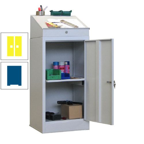 Stehpult mit Schrank - Vollblechtür - Zylinderschloss - 1 Ausziehboden - 1.270x500x500 mm (HxBxT) - anthrazitgrau