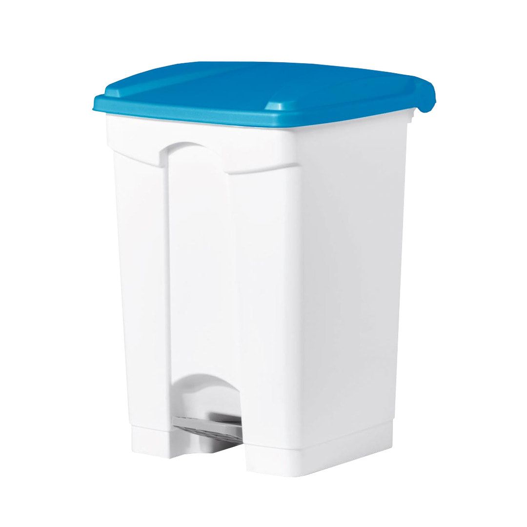 Wertstoffsammler aus Kunststoff - Volumen 70 l - 670 x 500 x 410 mm (HxBxT) - Behälter weiß - Deckel blau