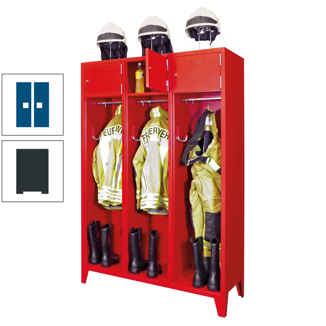 Feuerwehrschrank - 2 Abteile - Ablagefach mit Tür, Etikettenrahmen - 2.100 x 830 x 500 mm (HxBxT) - anthrazitgrau
