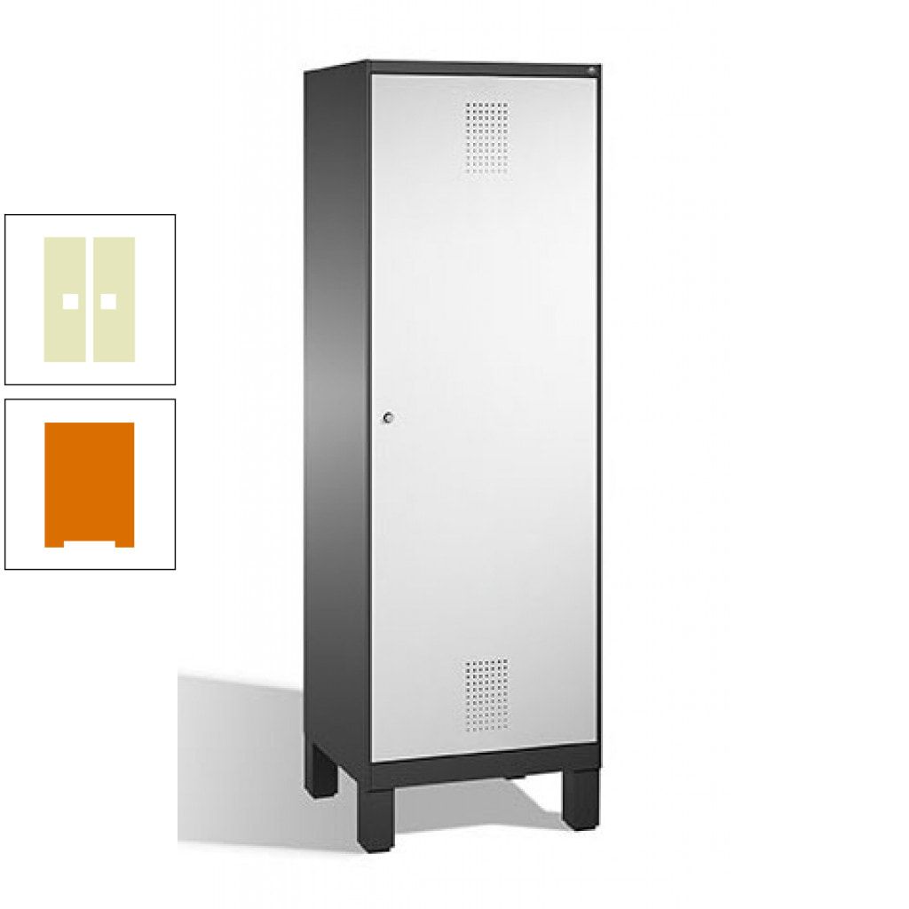 Doppel-Spind, Garderobenschrank, 1 Tür für 2 Abteile a 300 mm, Korpus anthrazitgrau, Türen anthrazitgrau, 1.850 x 600 x 500 mm (HxBxT)