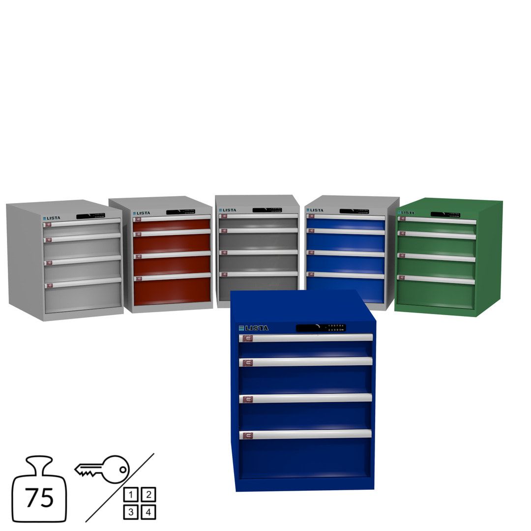 Lista Schubladenschrank - 14.350.010 - 700x564x725 mm (HxBxT) - 4 Schubladen - 75 kg - Key Lock - lichtblau (RAL 5012)