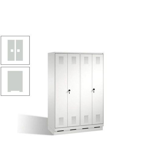 Doppel-Spind, Doppeltüren, Garderobenschrank mit Sockel, 4 Abteile a 300 mm, Korpus anthrazitgrau, Tür anthrazitgrau, 1.800 x 1.200 x 500 mm (HxBxT)