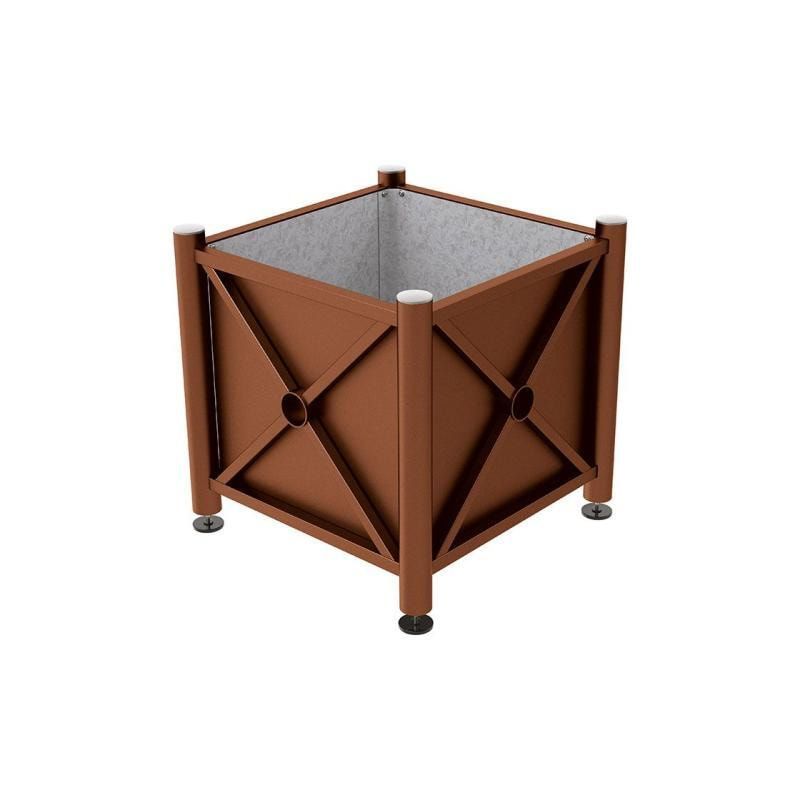 Pflanzbehälter, Stahlblech feuerverzinkt, verstellbare Füße, Innenfach feuerverzinkt, Kopf Agora, 750 x 800 x 800 mm (HxBxT), enzianblau