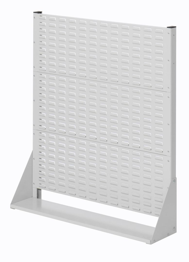 Stationäre Regalwand - Schlitzwand für Sichtlagerkästen - einseitig - mit 42 Kästen bestückt - 1.100 x 1.000 x 240 mm (HxBxT)